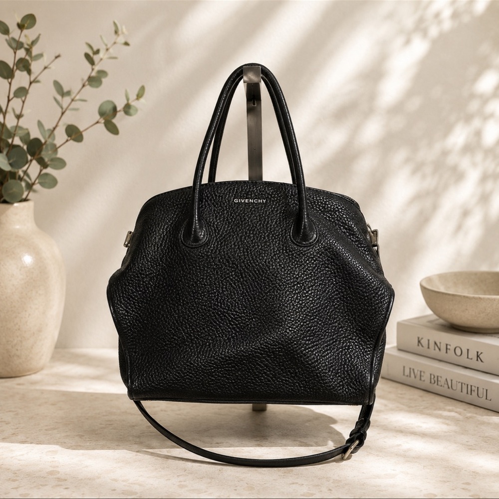 Coccinelle Black Pebbled Leather Satchel Bag – Italian Leather Crossbody